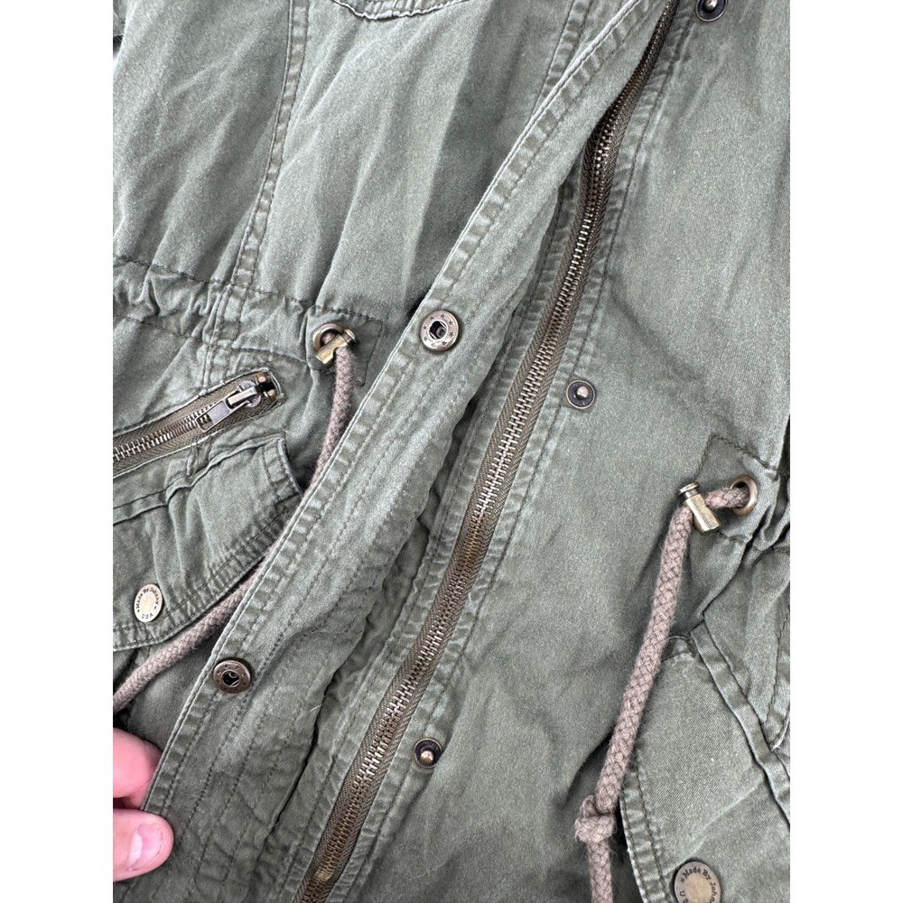 Made by Johnny Womens Olive Green Utility Jacket Hoodie Drawstring Waist Size XL - Picture 12 of 16
